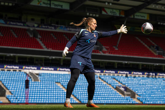 Goalkeeper Aurora Mikalsen of the Norwegian women's