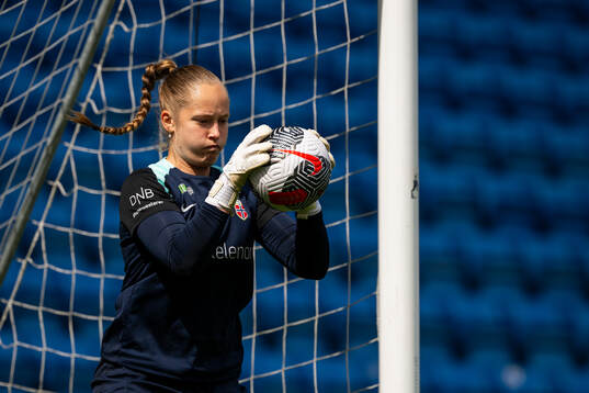 Goalkeeper Aurora Mikalsen of the Norwegian women's