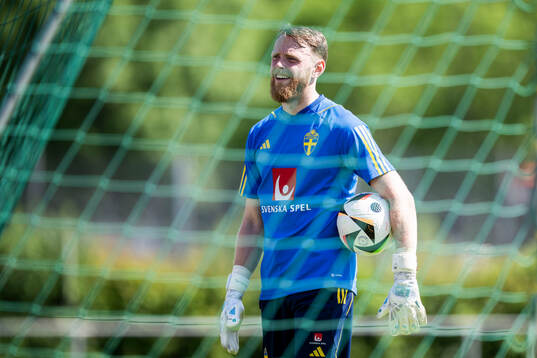 Goalkeeper Viktor Johansson of the Swedish men's national