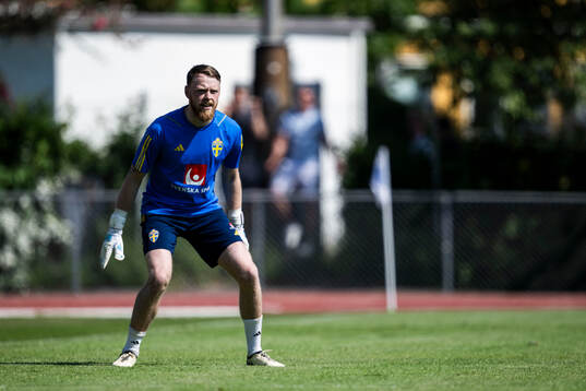 Goalkeeper Viktor Johansson of the Swedish men's national