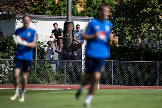 Spectators follow the Swedish men's national football team