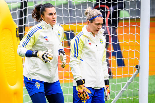 Goalkeeper Zecira Musovic and Goalkeeper Jennifer Falk of