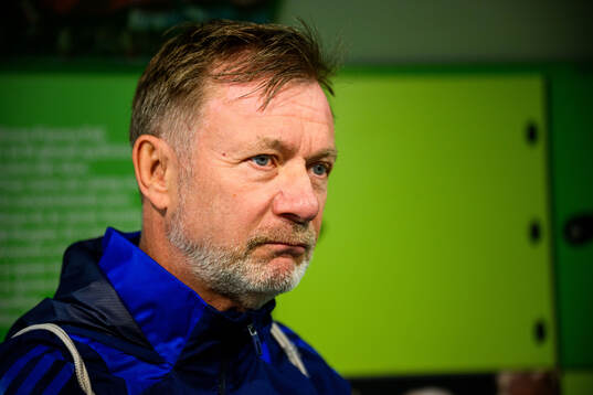 Head coach Peter Gerhardsson of Sweden is interviewed by