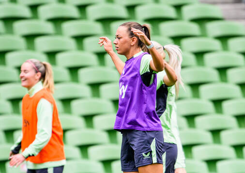 Katie McCabe of Ireland at a training session