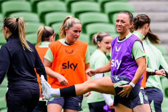 Katie McCabe of Ireland at a training session