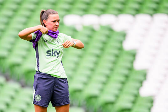 Katie McCabe of Ireland at a training session