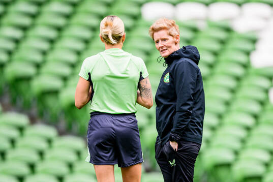 And Head coach Eileen Gleeson of Ireland at a training