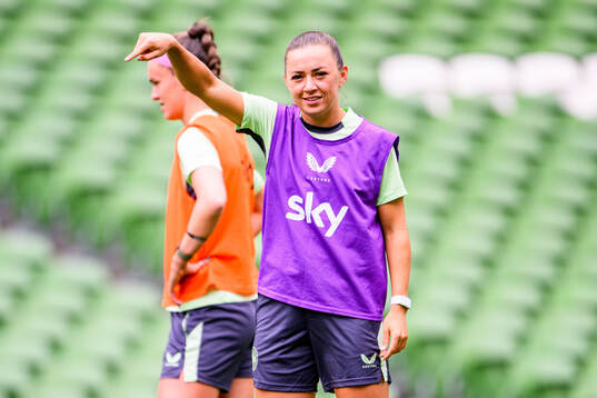 Katie McCabe of Ireland at a training session