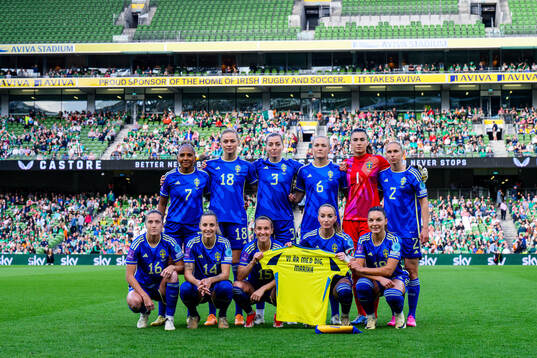 The starting eleven of Sweden with a shirt dedicated to