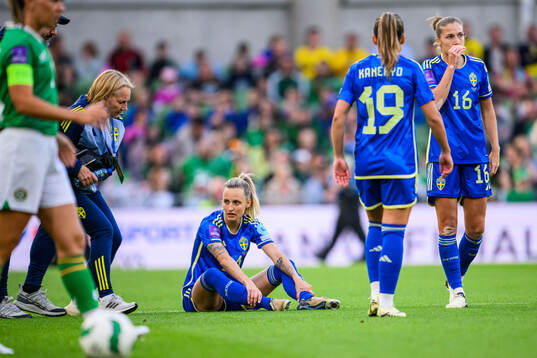 Nathalie Björn of Sweden in pain