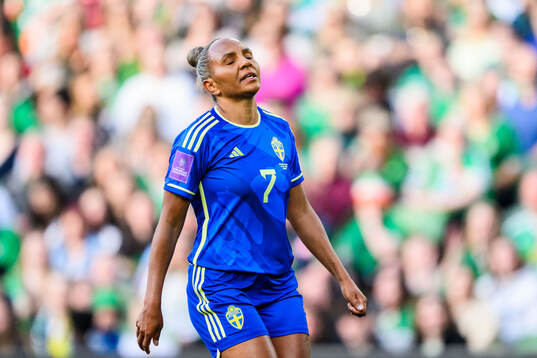 Madelen Janogy of Sweden looks dejected