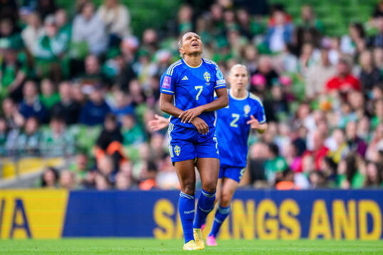 Madelen Janogy of Sweden looks dejected