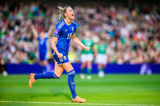 Fridolina Rolfö of Sweden celebrates