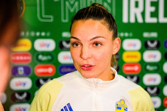 Johanna Rytting Kaneryd of Sweden is interviewed by the