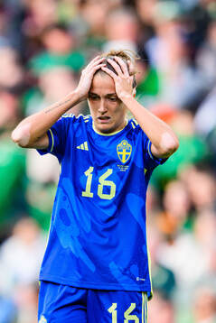 Filippa Angeldahl of Sweden looks dejected
