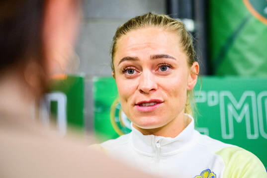 Fridolina Rolfö of Sweden is interviewed by the media