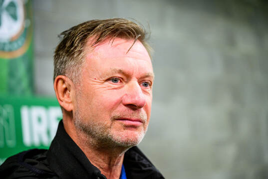 Head coach Peter Gerhardsson of Sweden is interviewed by