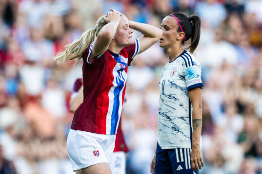 Mathilde Harviken of Norway looks dejected
