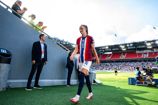 Caroline Graham Hansen of Norway at half-time of the UEFA