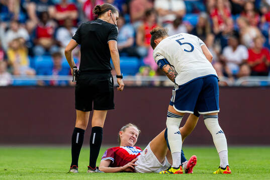 Caroline Graham Hansen of Norway in pain