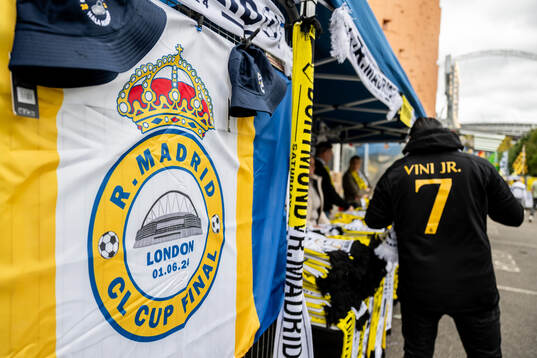 General view outside the stadium prior to the UEFA