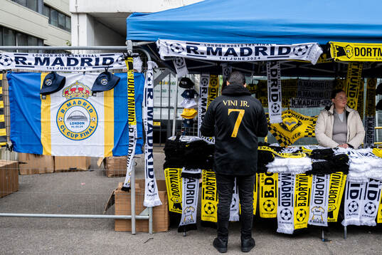 General view outside the stadium prior to the UEFA