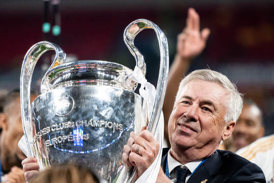 Head coach Carlo Ancelotti of Real Madrid celebrates with