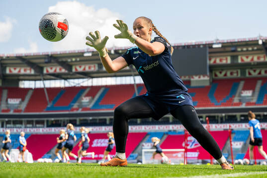 Goalkeeper Aurora Mikalsen of the Norwegian women's