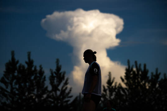 The silhouette of Erling Braut Haaland of the Norwegian