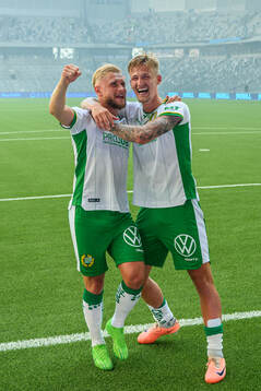 Hammarbys Simon Strand och Fredrik Hammar jublar