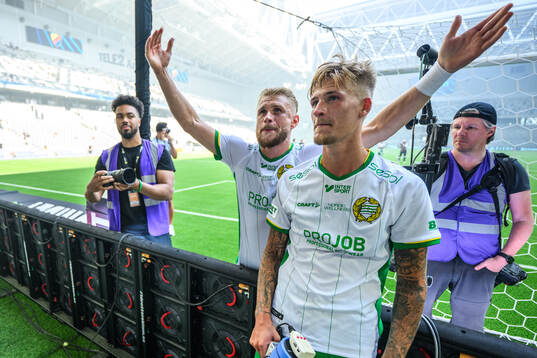 Hammarbys Simon Strand och Fredrik Hammar jublar