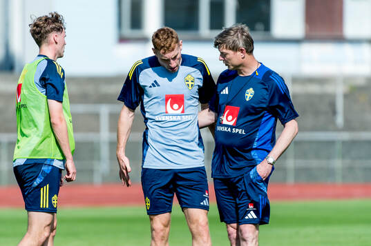 Dejan Kulusevski and Head coach Jon Dahl Tomasson of Sweden
