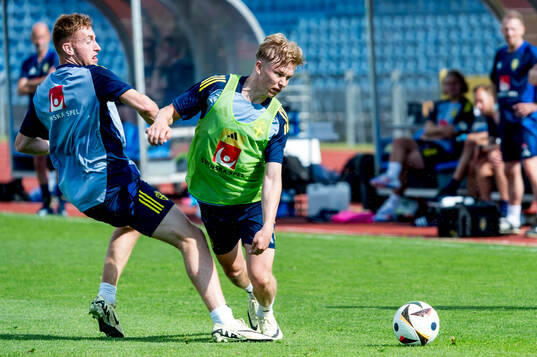 Dejan Kulusevski and Daniel Svensson of Sweden