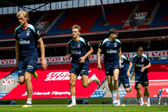 Morten Thorsby and Martin Ødegaard of the Norwegian