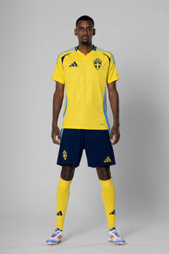 Alexander Isak of the Swedish national football team poses