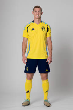 Emil Krafth of the Swedish national football team poses for