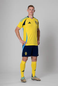 Emil Krafth of the Swedish national football team poses for