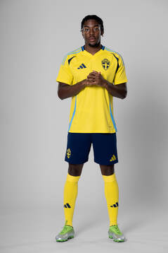 Anthony Elanga of the Swedish national football team poses