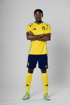 Anthony Elanga of the Swedish national football team poses
