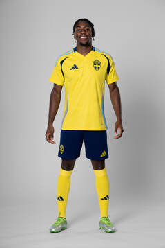 Anthony Elanga of the Swedish national football team poses
