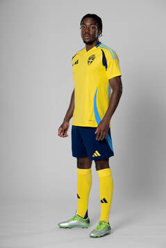 Anthony Elanga of the Swedish national football team poses
