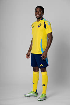 Anthony Elanga of the Swedish national football team poses