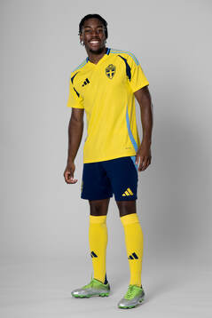 Anthony Elanga of the Swedish national football team poses