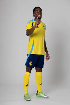 Anthony Elanga of the Swedish national football team poses