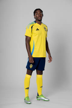 Anthony Elanga of the Swedish national football team poses