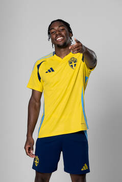 Anthony Elanga of the Swedish national football team poses
