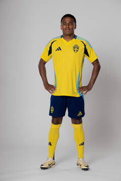Niclas Eliasson of the Swedish national football team poses