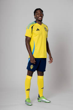 Anthony Elanga of the Swedish national football team poses