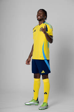 Anthony Elanga of the Swedish national football team poses