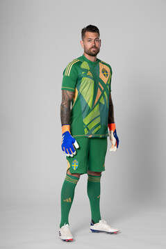 Goalkeeper Kristoffer Nordfeldt of the Swedish national